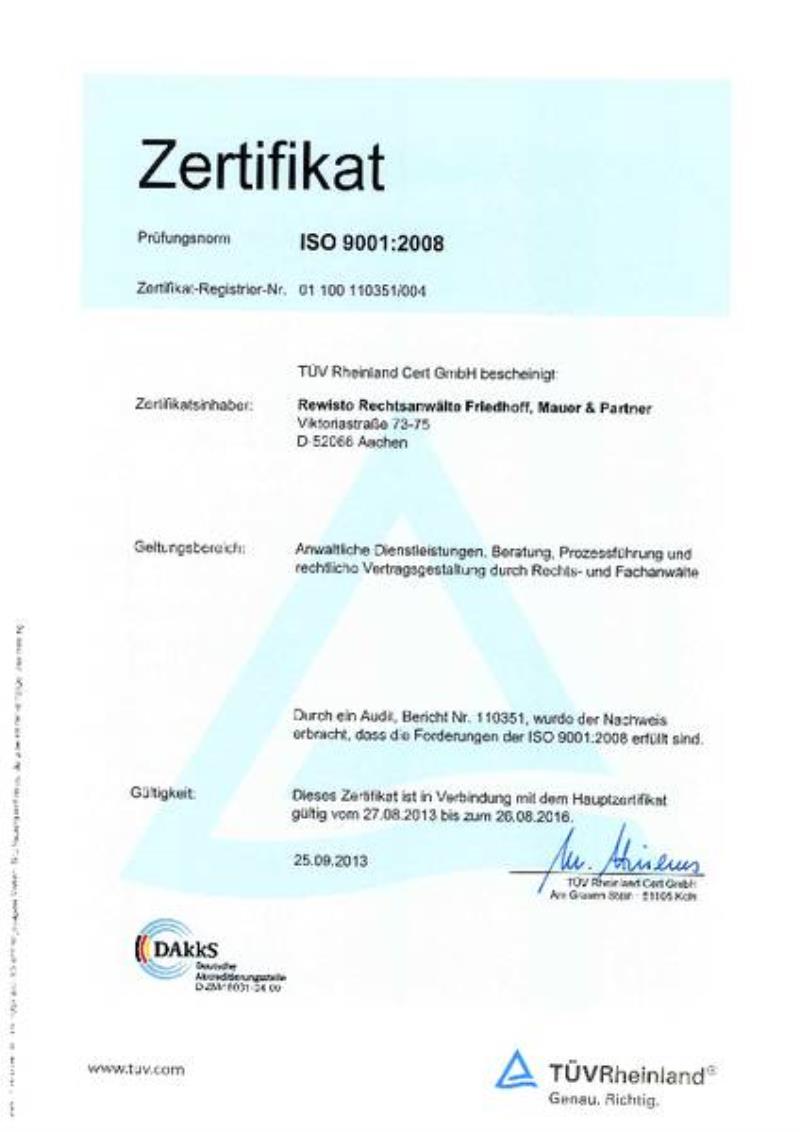 Erfolgreiche Zertifizierung 2013